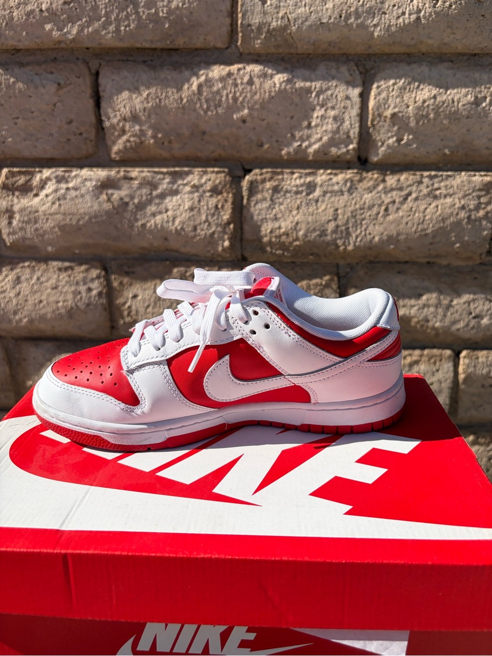 Nike Kids Red and White Low-Top Sneakers - Picture 6 of 8